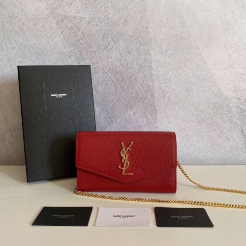 SAINT LAURENT Bolso bandolera de piel Y659193 rojo