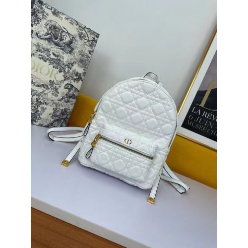 MOCHILA PEQUEÑA DIOR Cannage Piel de cordero M9222U BLANCO