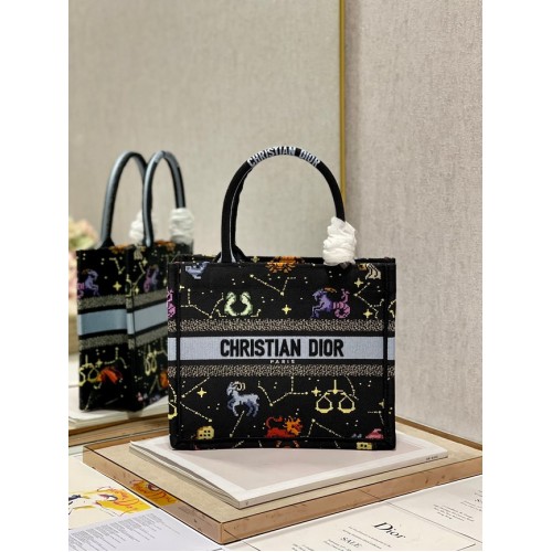 PEQUEÑO DIOR BOOK TOTE Negro multicolor Dior Pixel Zodiac bordado M1265ZRTY