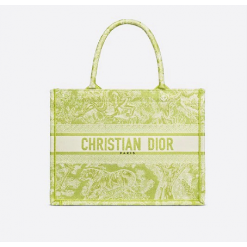 PEQUEÑO DIOR BOOK TOTE Lime Toile de Jouy Bordado inverso M1296ZR