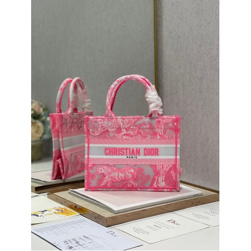 PEQUEÑO DIOR BOOK TOTE rosa Toile de Jouy bordado inverso M1265ZRGO