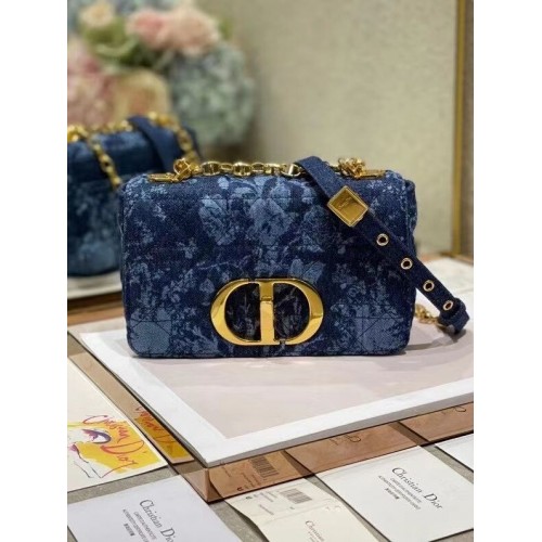 BOLSO PEQUEÑO DIOR CARO Azul Dior Flowers Cannage Denim M9243UJ