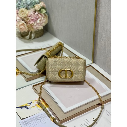 BOLSO PEQUEÑO DIOR CARO Bordado de tweed macrocannage marrón M9241