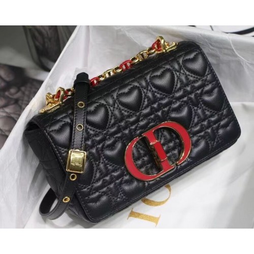 BOLSO PEQUEÑO DIORAMOUR DIOR CARO Piel de becerro Cannage con motivo de corazón M9241WN NEGRO