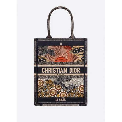 BOLSO DE LONA BORDADO TAROT SUN VERTICAL DIOR BOOK TOTE M1272Z-1