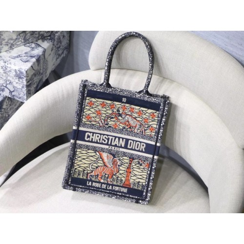 BOLSO DE LONA BORDADO TAROT SUN VERTICAL DIOR BOOK TOTE M1272Z-6