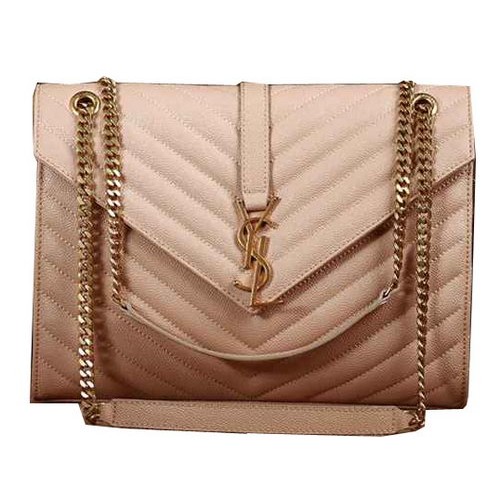 Saint Laurent Classic Monogram Cannage Pattern Flap Bag Y5480 Albaricoque