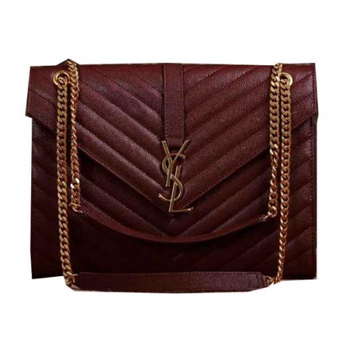 Saint Laurent Classic Monogramme Cannage Pattern Flap Bag Y5480 Borgoña