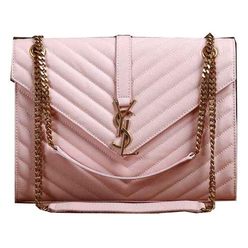 Saint Laurent Classic Monogram Cannage Pattern Flap Bag Y5480 Rosa claro
