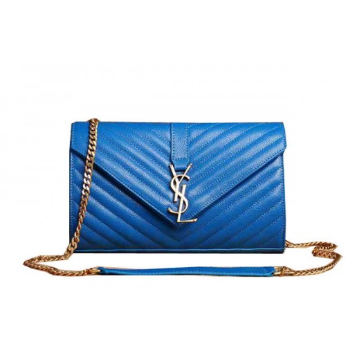 Saint Laurent Classic Monogram Cannage Pattern Flap Bag Y5482 Azul