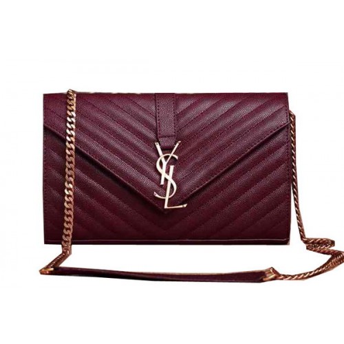 Saint Laurent Classic Monogram Cannage Pattern Flap Bag Y5482 Borgoña
