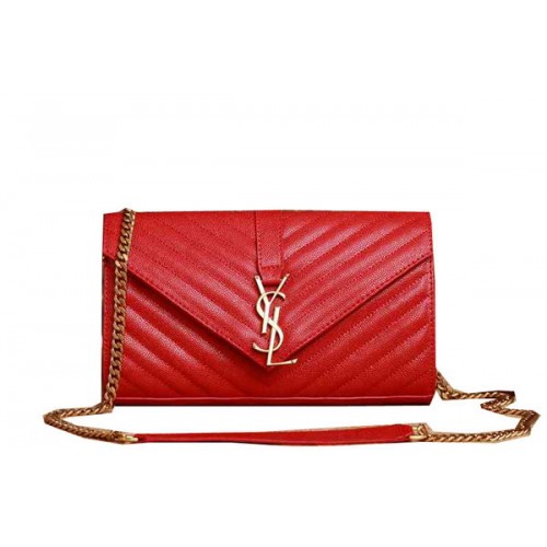 Saint Laurent Classic Monogram Cannage Pattern Flap Bag Y5482 Rojo