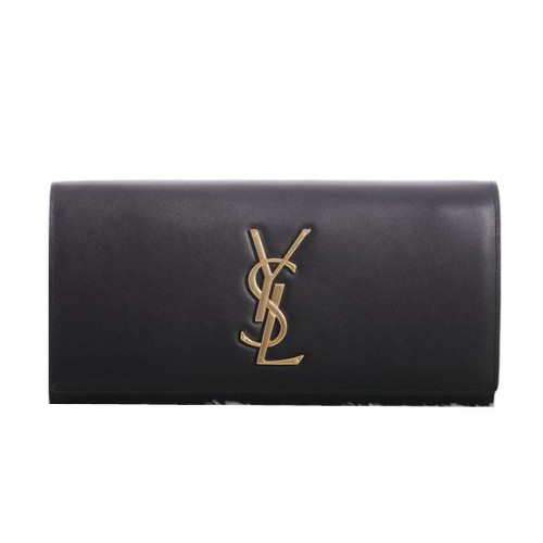 Saint Laurent Classic Monogramme Clutch Cuero Original Y5486 Negro
