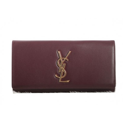 Saint Laurent Classic Monogramme Clutch Cuero Original Y5486 Borgoña