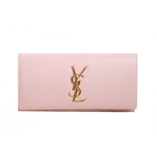 Saint Laurent Classic Monogramme Clutch Cuero Original Y5486 Rosa