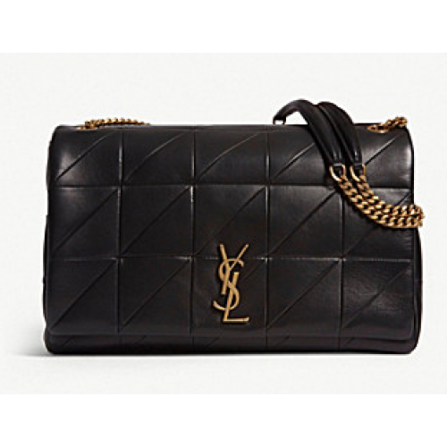 Saint Laurent Jamie Monogram Bolso de hombro gigante con cadena y solapa completa NMS18 negro