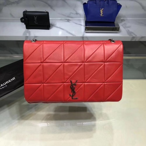 Saint Laurent Jamie Monogram Gigante Bolso de hombro con cadena y solapa completa NMS18 rojo
