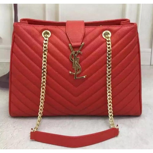 Saint Laurent Large Cabas Cannage Pattern Bolso de cuero Y26584 Rojo
