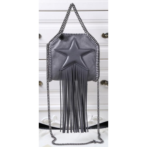 Stella McCartney Falabella Fringed Star Mini Tote Bag SM8855 Gris oscuro