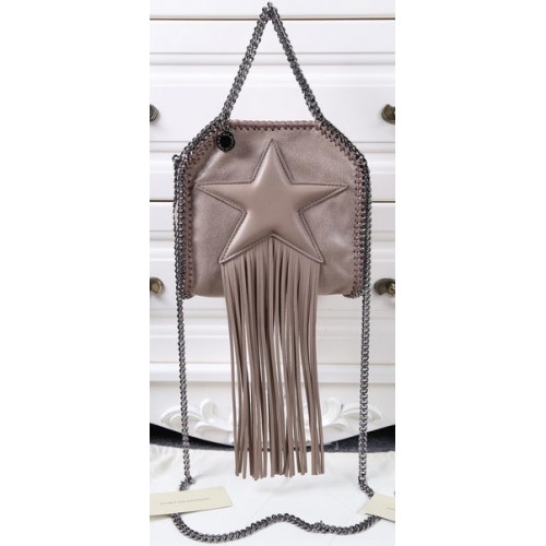 Stella McCartney Mini bolso tote Falabella con estrella y flecos SM8855 Caqui