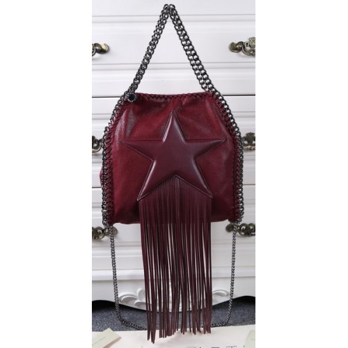 Stella McCartney Falabella Fringed Star Mini Tote Bag SM8865 Borgoña