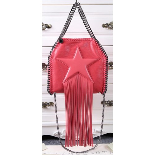 Stella McCartney Falabella Fringed Star Mini Tote Bag SM8865 Rojo claro