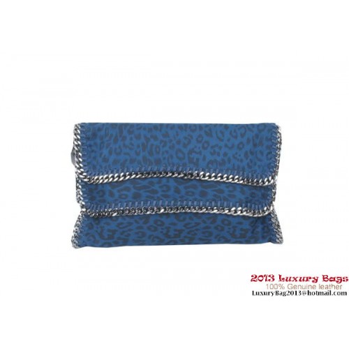 Stella McCartney Falabella Leopard PVC Fold Over Clutch 812L Azul