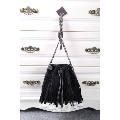 Stella McCartney Falabella Sun Fringed Bucket Bag SMC012 Negro