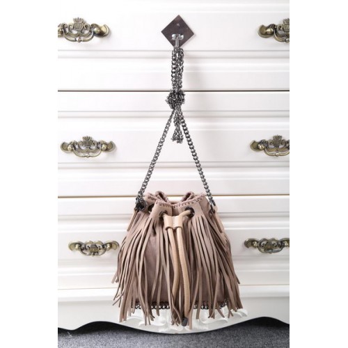Stella McCartney Falabella Sun Fringed Bucket Bag SMC012 Caqui