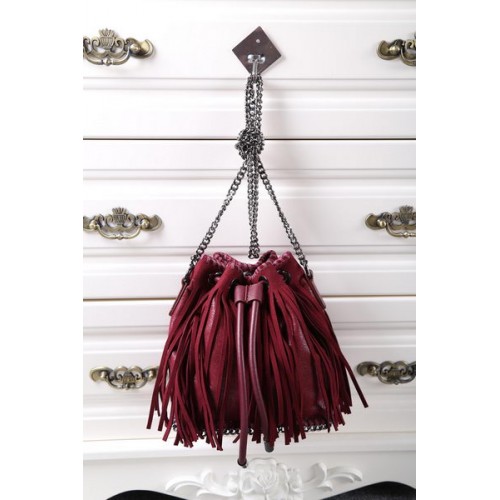 Stella McCartney Falabella Sun Fringed Bucket Bag SMC012 Vino