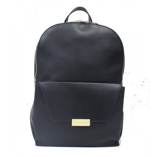 Stella McCartney Mochila de piel de becerro lisa 878 Negro