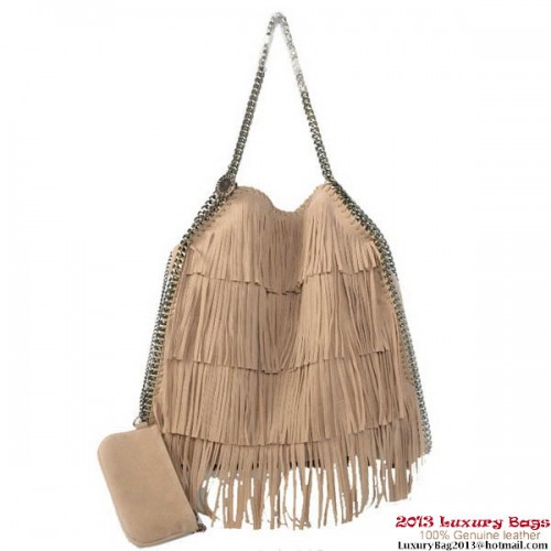 Stella McCartney Falabella Shaggy Tassels Fold Over Tote Bag Albaricoque