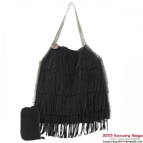 Stella McCartney Falabella Shaggy Tassels Fold Over Tote Bag Negro