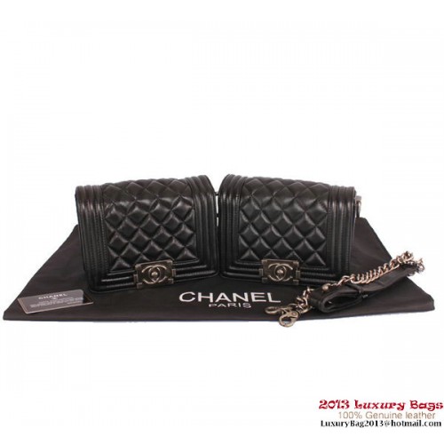 Twin Boy Chanel Flap Bolso de hombro Cuero de piel de oveja A67078 Negro