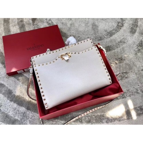 VALENTINO Bolso de hombro Candy Rockstud de piel acolchada 0650 blanco
