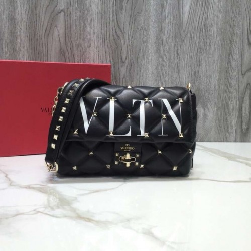 VALENTINO Bandolera Candy de piel acolchada 0072 blanco y negro