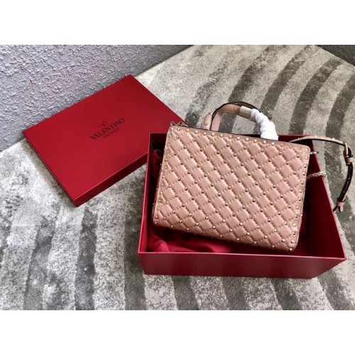 VALENTINO Bolso tote Candystud de piel acolchada 0061 rosa claro