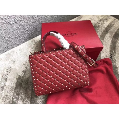 VALENTINO Bolso tote Candystud de piel acolchada 0061 rojo