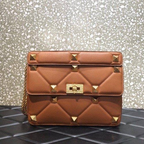 VALENTINO GARAVANI Bolso de hombro de piel de becerro graneada 2B0I60 marrón