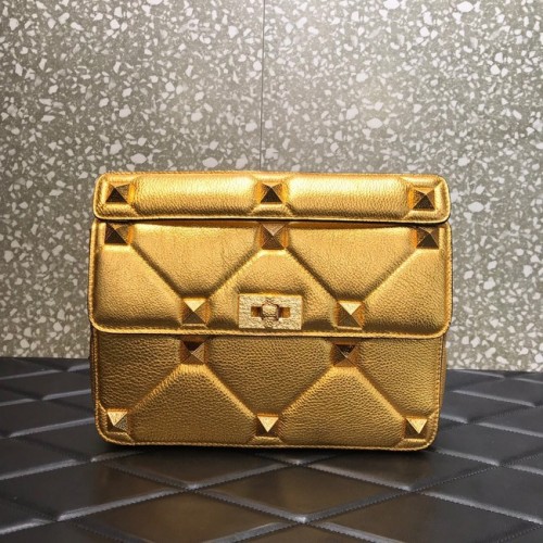 VALENTINO GARAVANI Bolso de hombro de piel de becerro graneada 2B0I60 dorado