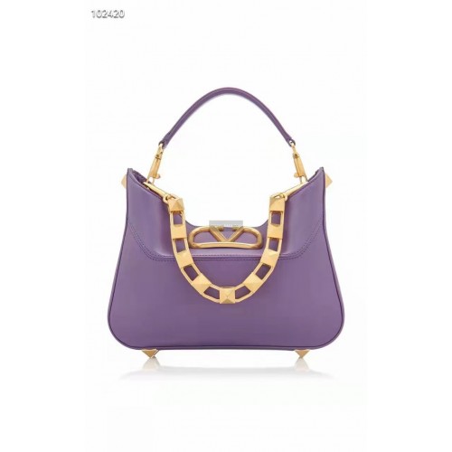 VALENTINO GARAVANI Bolso Crazy en piel de becerro V2028 Morado
