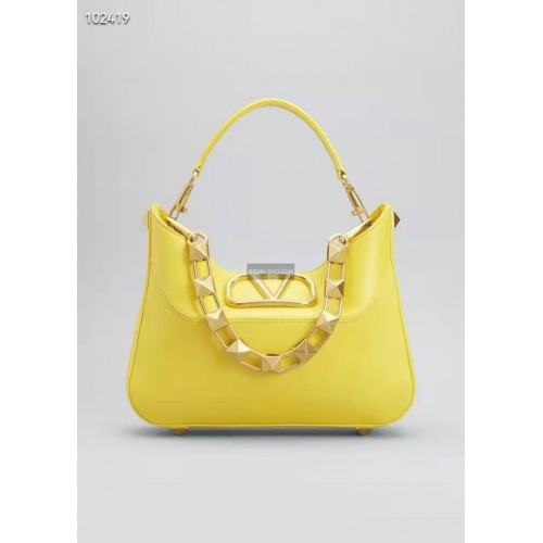 VALENTINO GARAVANI Bolso Loco de piel de becerro V2028 amarillo