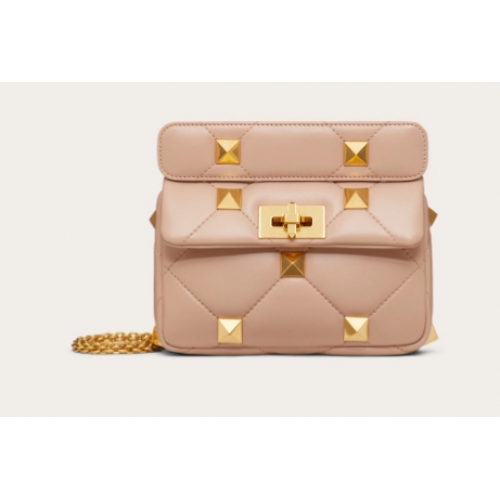 VALENTINO GARAVANI ROMAN STUD Bolso pequeño de piel de cordero 1W2B0L04 Crema albaricoque