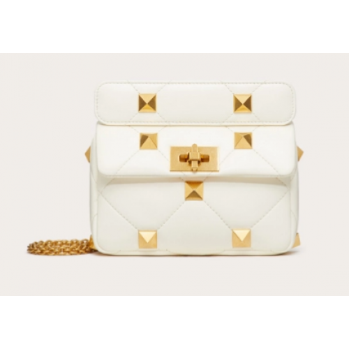 VALENTINO GARAVANI ROMAN STUD Bolso pequeño de piel de cordero 1W2B0L04 blanco