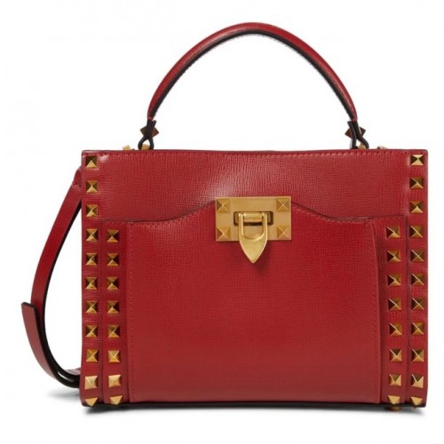 VALENTINO GARAVANI Rockstud Alcove Piel de becerro de grano medio 2B0056 rojo
