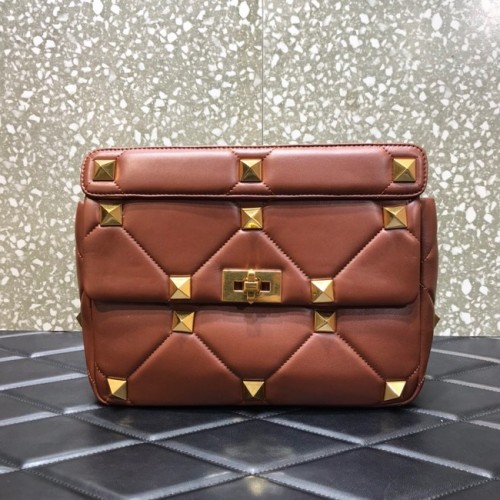 VALENTINO GARAVANI Roman Stud Large Napa piel de oveja 1189L marrón