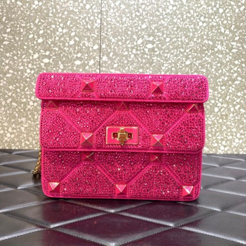 VALENTINO GARAVANI Bolso de hombro con cadena de piel de oveja suave Roman Stud VW0B0I82 Ciruela