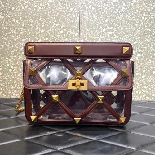 VALENTINO GARAVANI Bolso de hombro Roman Stud de piel de oveja suave cadena WW2B0I60B marrón