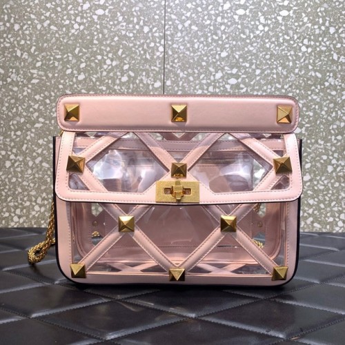 VALENTINO GARAVANI Bolso de hombro Roman Stud de suave piel de cordero con cadena WW2B0I60B rosa