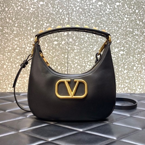 VALENTINO GARAVANI STUD SIGN Bolso hobo de piel de becerro 1W2B0K69 negro